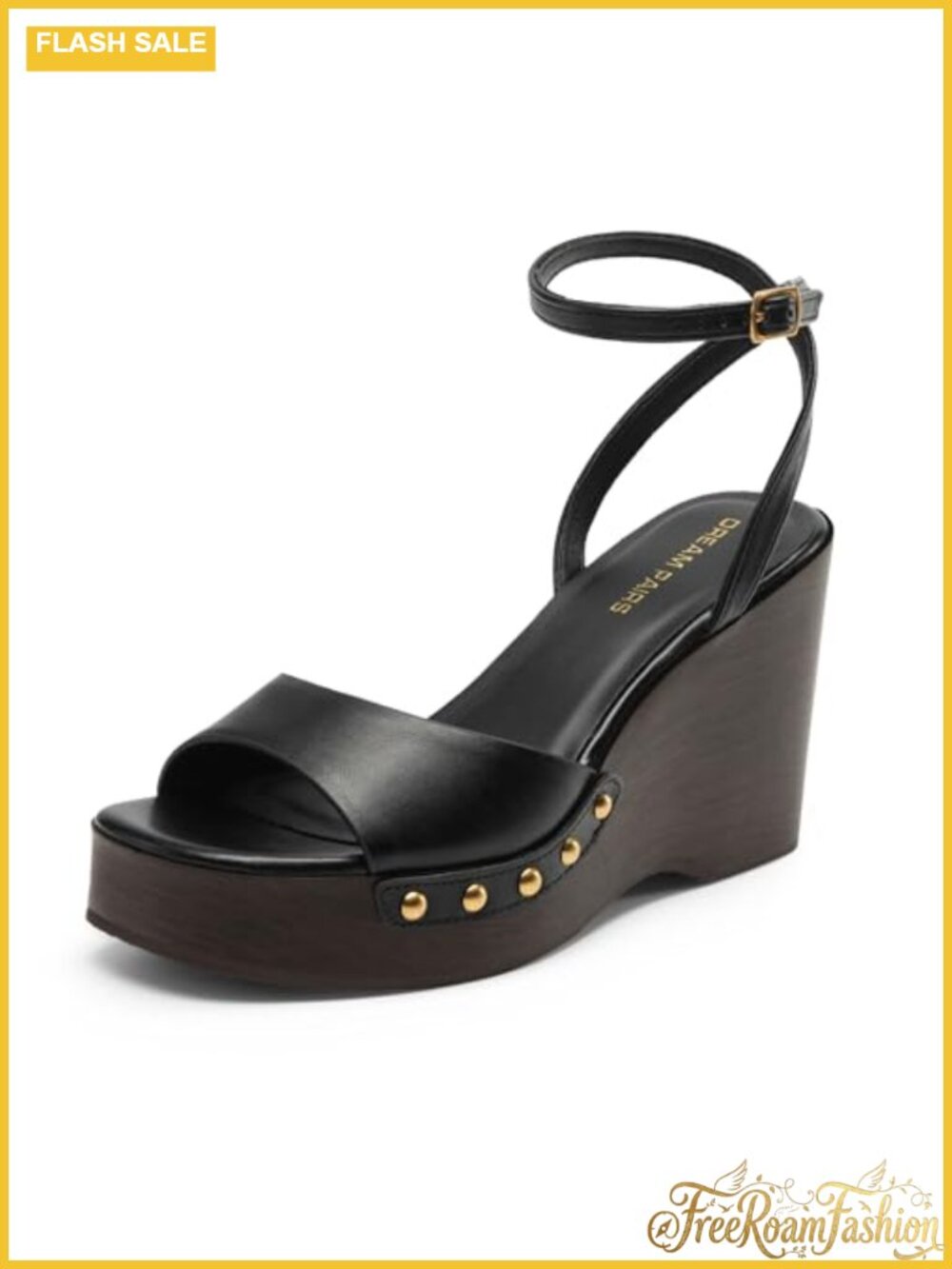 Womens Strappy Espadrille Platform Wedge Sandals Faux Leather